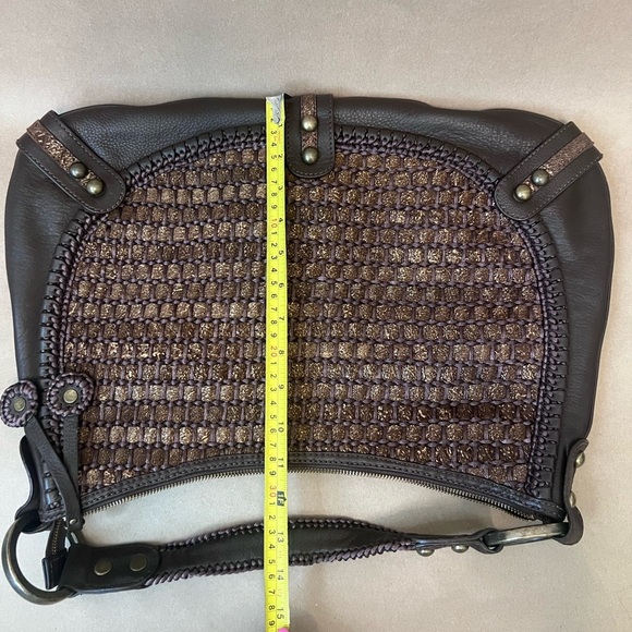 Isabella Fiore Braided Brown Leather Hobo Bag Studded Beautiful Very Good Cond - Picture 11 of 11